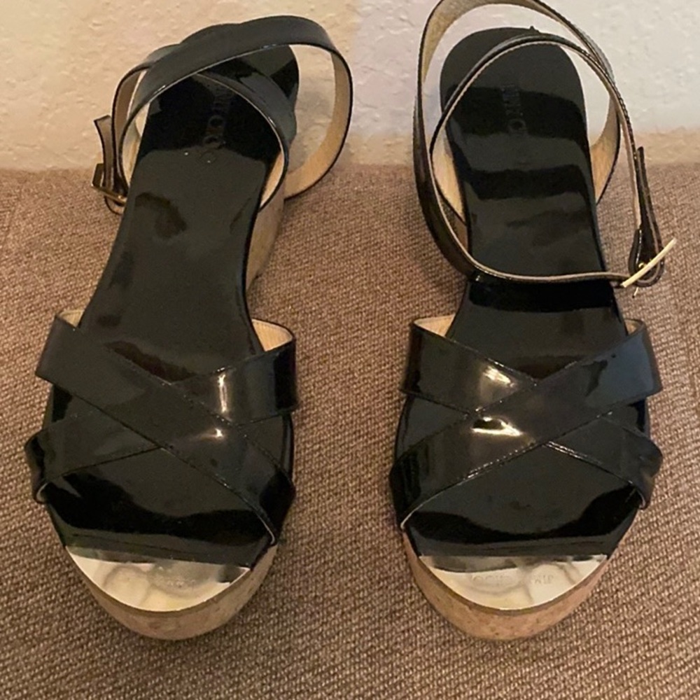 Jimmy Choo Black Patent Leather Sandals